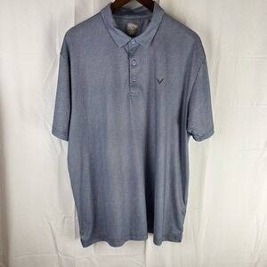 Callaway Polo Golf Shirt Men Sz XL Blue Geometric Short Sleeve